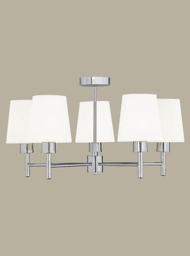 Turin Semi Flush 5 Light Chrome Cream Shade GSBFL2126/5/1123