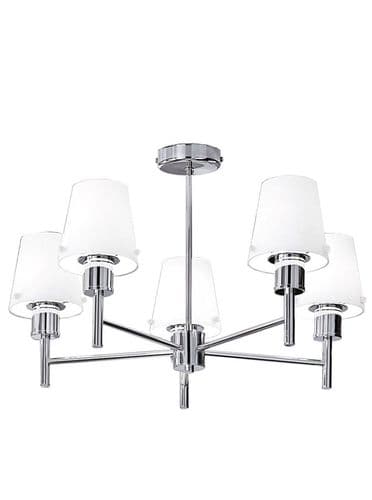 Turin Semi Flush 5 Light Chrome Opal Glass Shade GSBFL2126/5/991