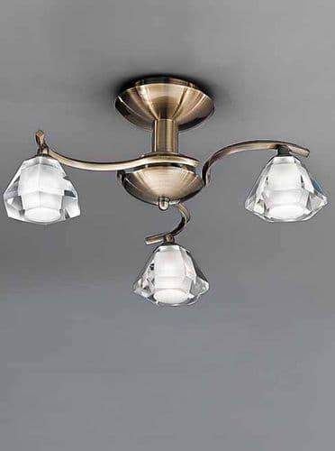 Twista 3 Light Semi Flush Bronze Frosted Crystal Glass GSBFL2163/3
