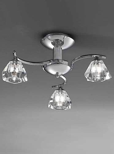 Twista 3 Light Semi Flush Chrome Clear Crystal Glass GSBFL2162/3