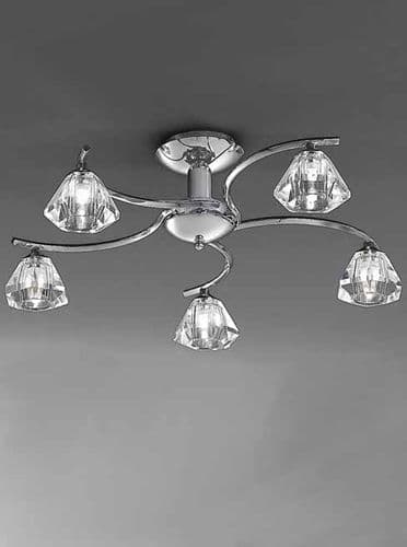Twista 5 Light Semi Flush Chrome Clear Crystal Glass GSBFL2162/5
