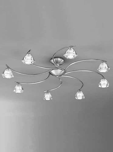 Twista 8 Light Semi Flush Satin Nickel Frosted Crystal Glass GSBFL2294/8