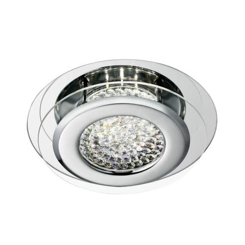 Vesta Led Ceiling Flush, Chrome, Clear Crystal Centre Deco
