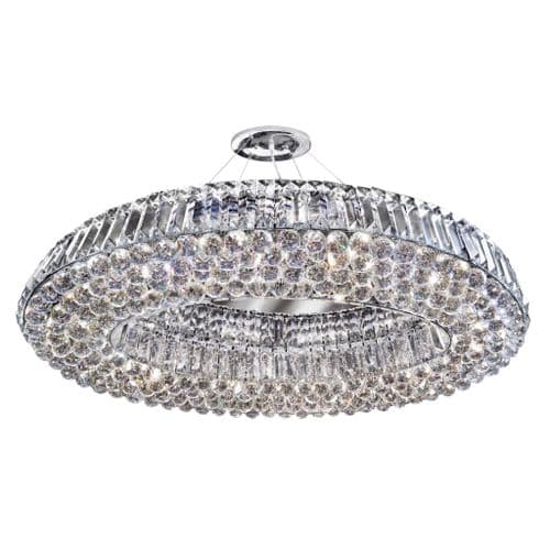 Vesuvius - Oval 10Lt Ceiling, Chrome With Clear Crystal Coffins Trim & Ball Drops