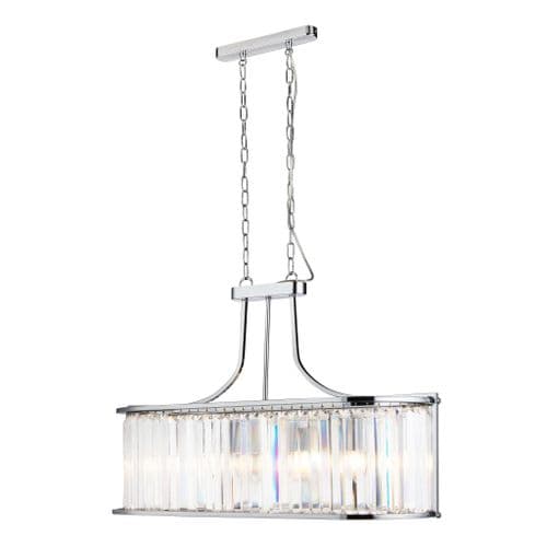 Victoria 5Lt Oval Pendant, Chrome With Crystal Glass