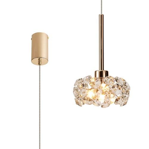 Villamoura 1 Light G9 2m Single Pendant With French Gold And Crystal Shade