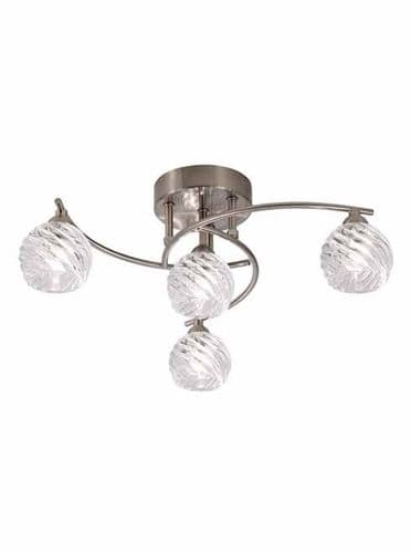 Vortex 4 Light Flush Light Satin Nickel With Swirled Glasses GSBFL2357/4