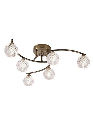 Vortex 6 Light Flush Light Bronze With Swirled Glasses GSBFL2358/6