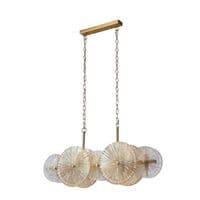 Wagon Wheel 10Lt Bar Pendant -Bronze Metal,Clear/Amber Glass