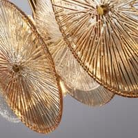 Wagon Wheel 10Lt Bar Pendant -Bronze Metal,Clear/Amber Glass