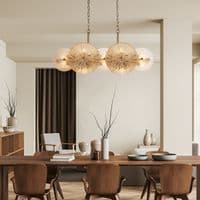 Wagon Wheel 10Lt Bar Pendant -Bronze Metal,Clear/Amber Glass