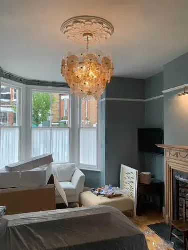 Wagon Wheel 5 Light Pendant Bronze Metal & Clear & Amber Glass TFB88210-5BZ