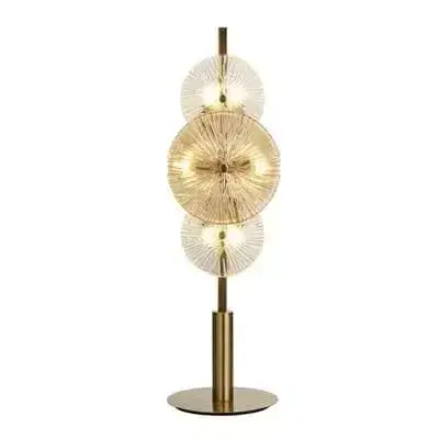 Wagon Wheel 6 Light Table Lamp Bronze Metal, Clear, Amber Glass TFB88211-6BZ