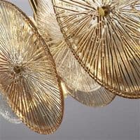 Wagon Wheel 9Lt Pendant - Bronze Metal, Clear & Amber Glass