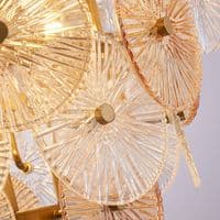 Wagon Wheel 9Lt Pendant - Bronze Metal, Clear & Amber Glass