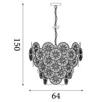 Wagon Wheel 9Lt Pendant - Bronze Metal, Clear & Amber Glass