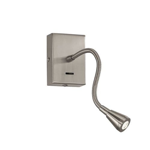 1 Light Satin Nickel LED Reading Light With Switch On The Backplate GSBWB044