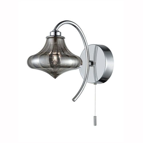 1 Light Chrome Bathroom Wall Fitting With A Small Smoked Glass GSBWB099/990