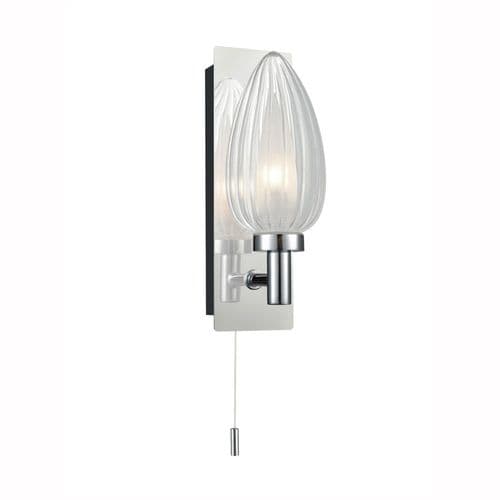 1 Light Chrome Bathroom Wall Fitting IP44 With Clear Oval Glass And Opal Inner Glass GSBWB100