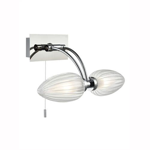 2 Light Chrome Bathroom Wall Fitting IP44 With Clear Oval Glass And Opal Inner Glass GSBWB101
