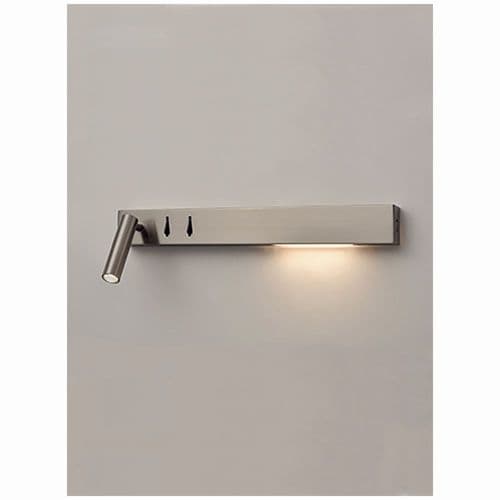 2 Light Satin Nickel LED Wall Light Downward Illumination And Directional LED Reading Light GSBWB108