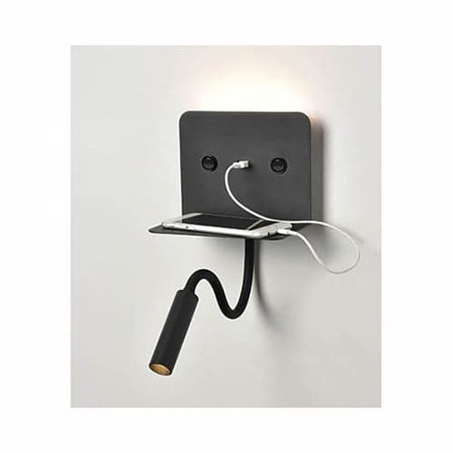 2 Light LED Reading Light Matt Black With Backlight And USB Port GSBWB113