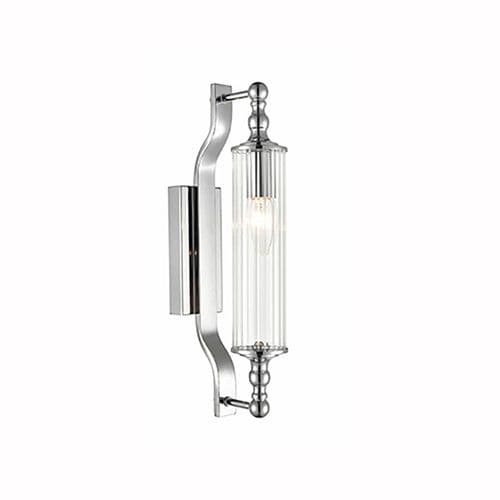 1 Light Chrome IP44 Wall Bracket With Clear Ribbed Glass GSBWB133