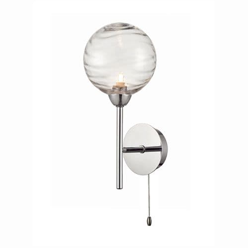 1 Light Chrome IP44 Wall Bracket With A Glass Sphere GSBWB137