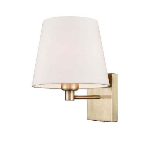 1 Light Bronze Switched Wall Bracket With An Off White Linen Shade GSBWB138/1174