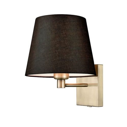 1 Light Bronze Switched Wall Bracket With An Black Linen Shade GSBWB138/1175