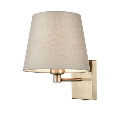 1 Light Bronze Switched Wall Bracket With An Grey Linen Shade GSBWB138/1177