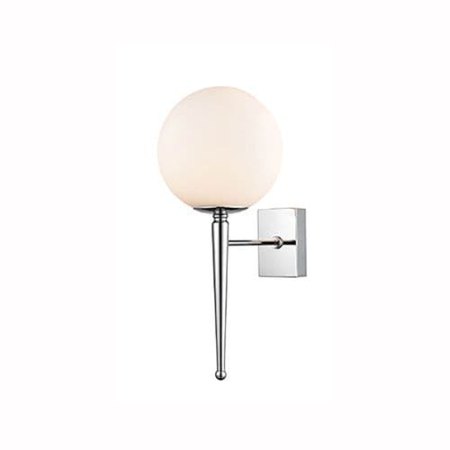 1 Light IP44 Wall Bracket Chrome Finish With A Matt Opal Glass Sphere GSBWB142