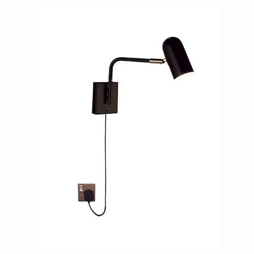 1 Light Matt Blak And Bronze Finish Wall Light With Adjustable Head And Plug Cable GSBWB148