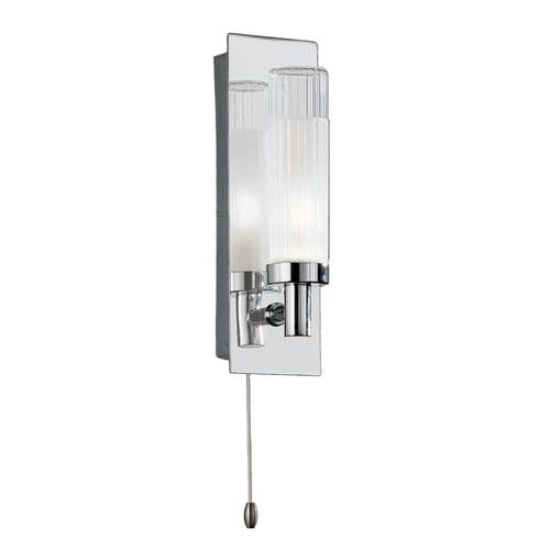 1 Light Chrome Bathroom Fitting IP44 Switched With Ribbed And Partly Frosted Glass GSBWB533