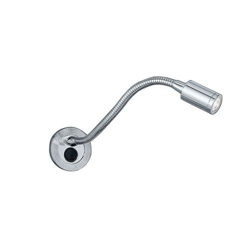1 Light Chrome LED Reading Light On A Flexible Arm With A Switch On The Backplate GSBWB929