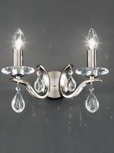 Willow 2 Wall Light Chandelier Satin Nickel with Crystal GSBFL2298/2