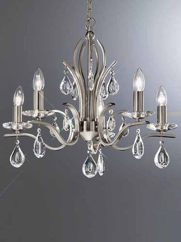 Willow 5 Light Chandelier Satin Nickel With Crystal GSBFL2298/5