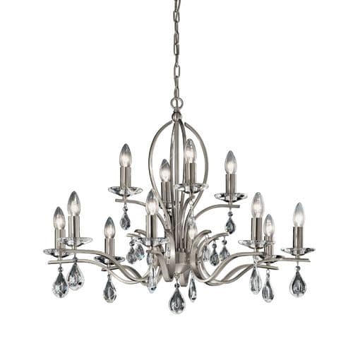 Willow Large 12 Light Chandelier Satin Nickel with Crystal GSBGSBFL2298/12