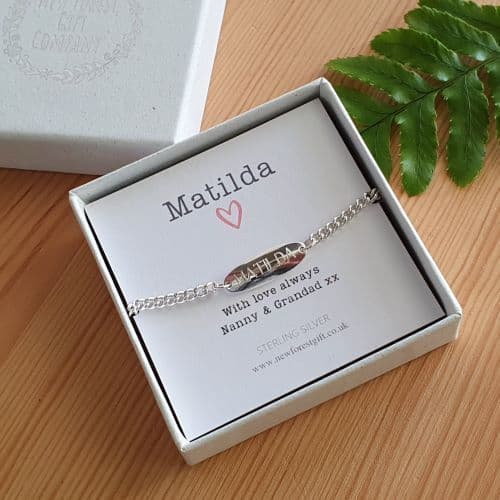 Personalised Sterling Silver 5 5" Child s Identity Bracelet Engraved