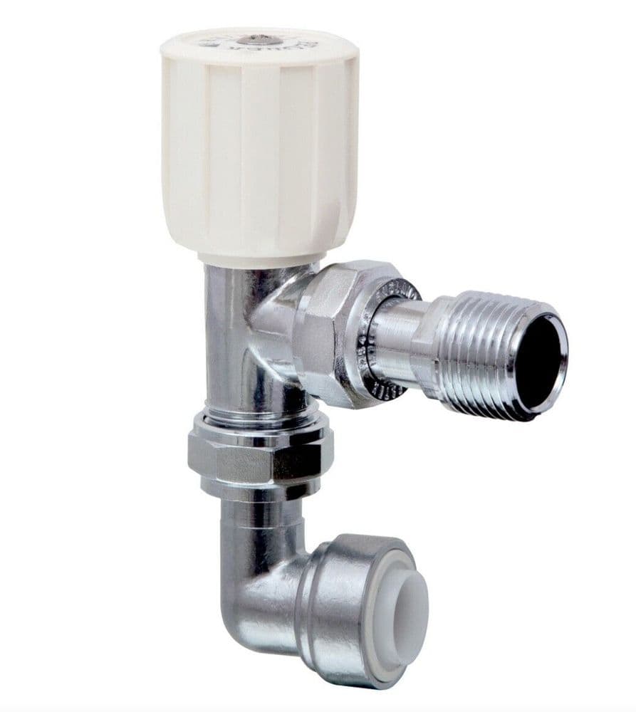 Pegler Terrier 367 wheelhandle radiator valve with 10mm pushfit elbow
