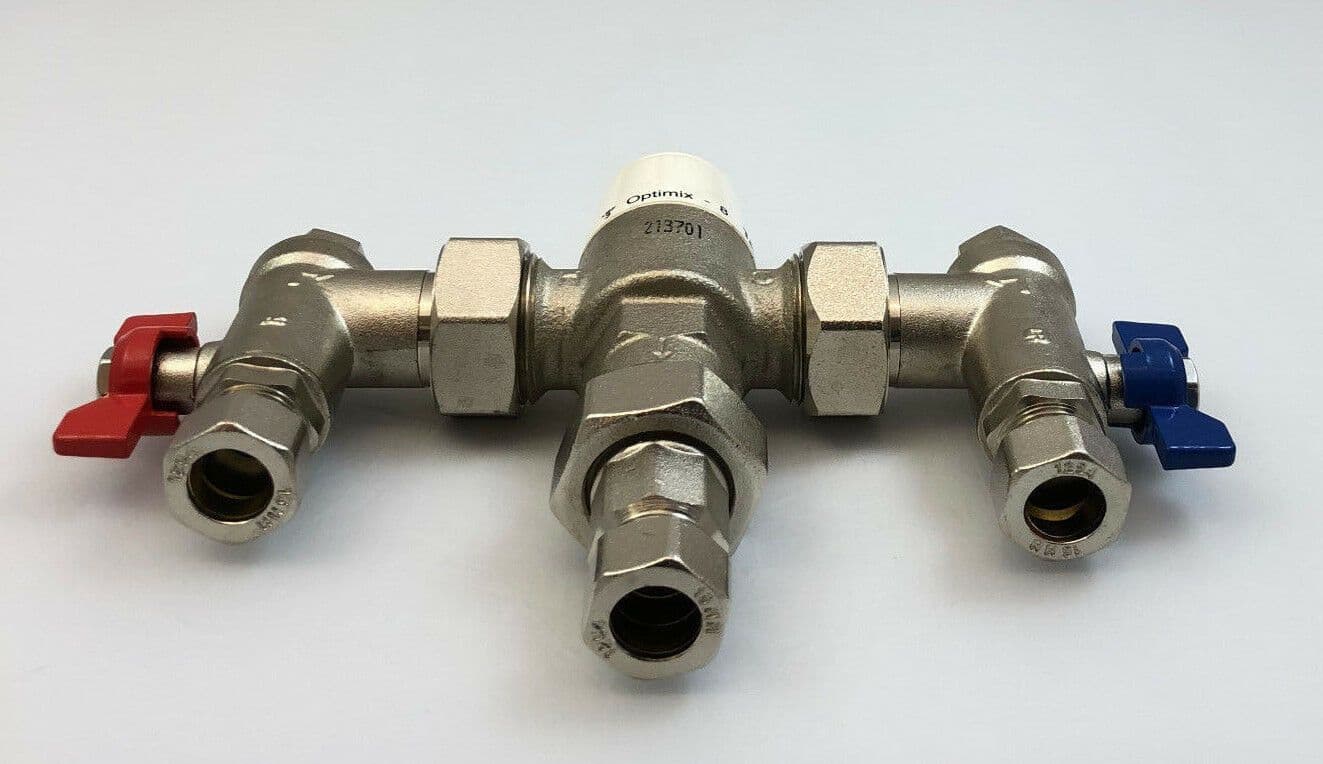 TA Hydronics 15mm thermostatic basin premixing valve & isolators Mixer