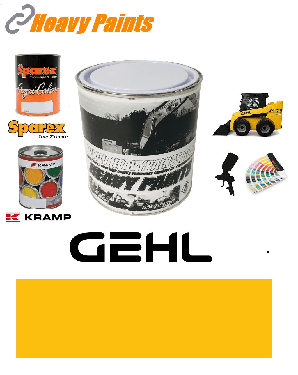 Gehl Skidsteer Yellow Enamel Paint 1 Litre Tin