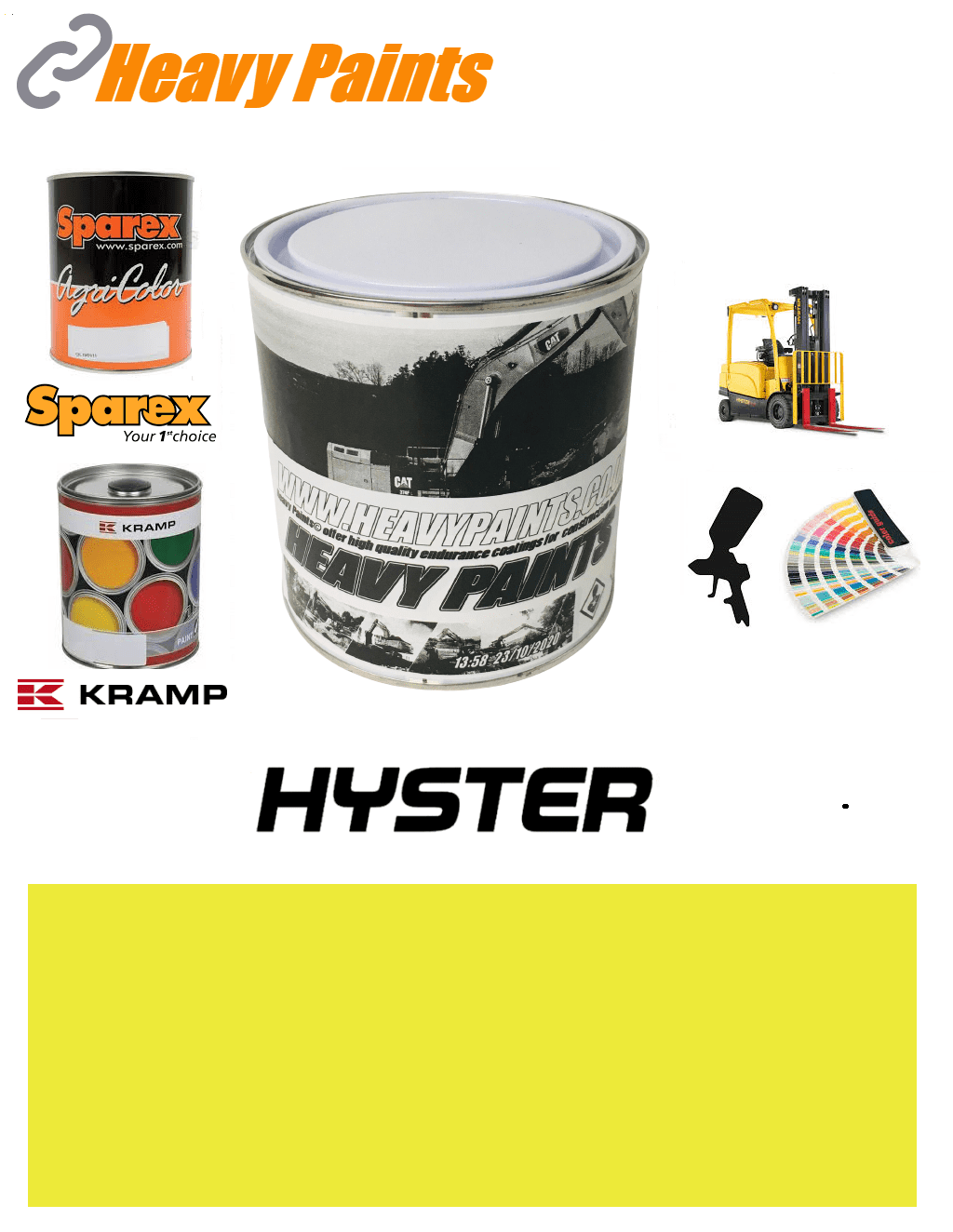 Hyster Forklift Yellow Enamel Paint 1 Litre Tin