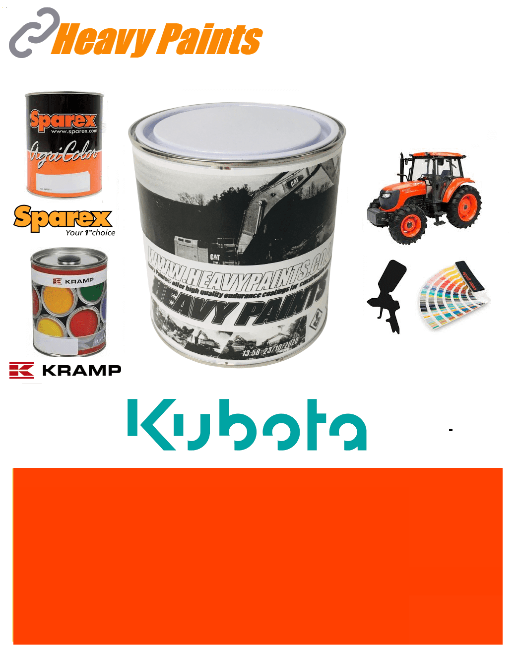 Kubota Tractor Red Orange Enamel Paint 1 Litre Tin
