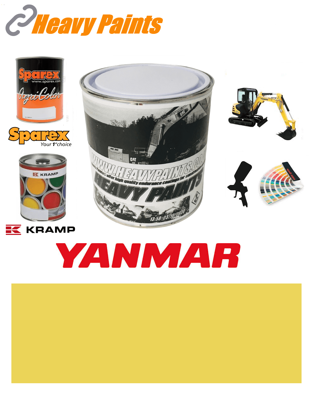 Yanmar NEW Vio Yellow Enamel Paint 1 Litre Tin
