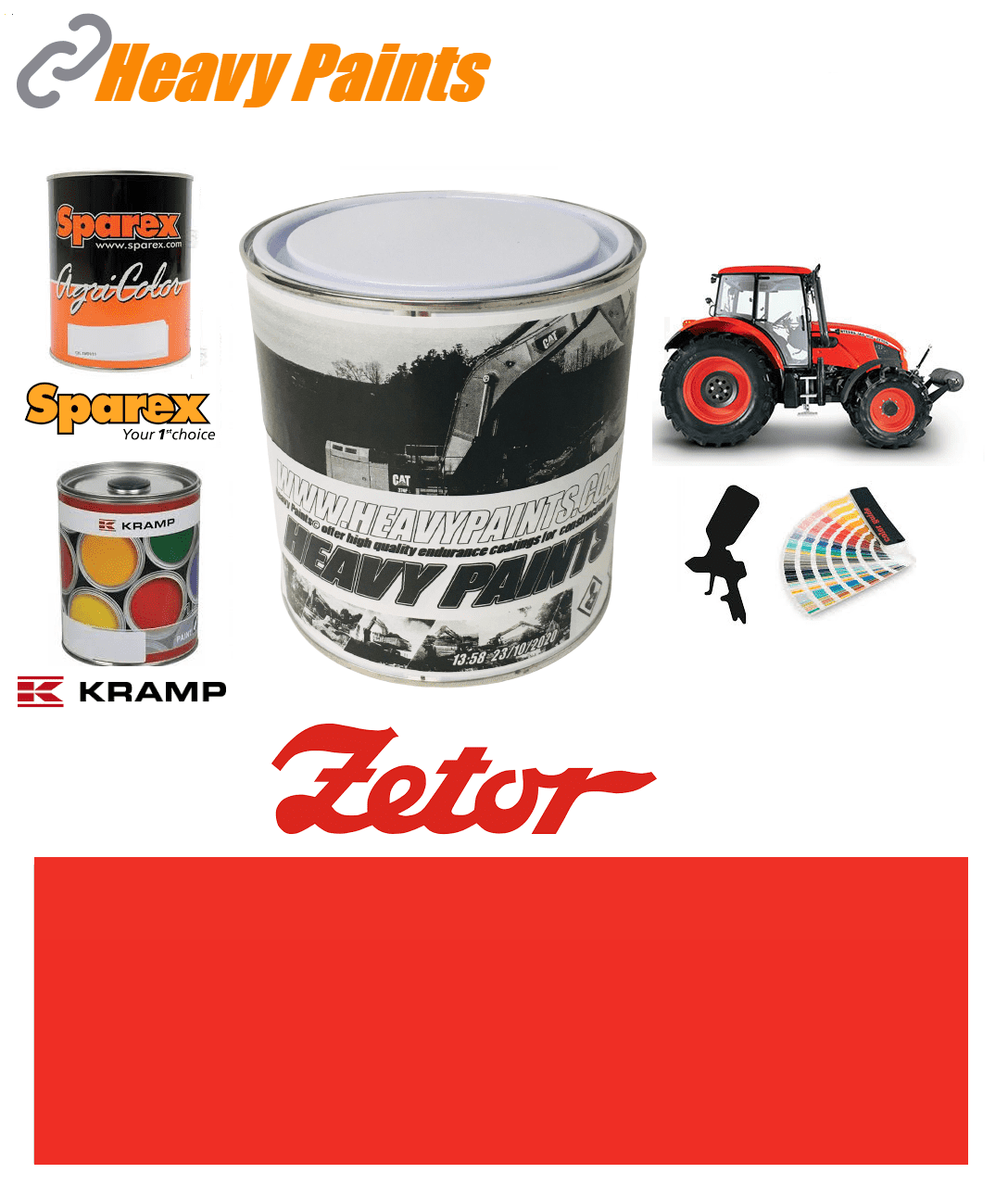Zetor Tractor Red Orange Enamel Paint 1 Litre Tin