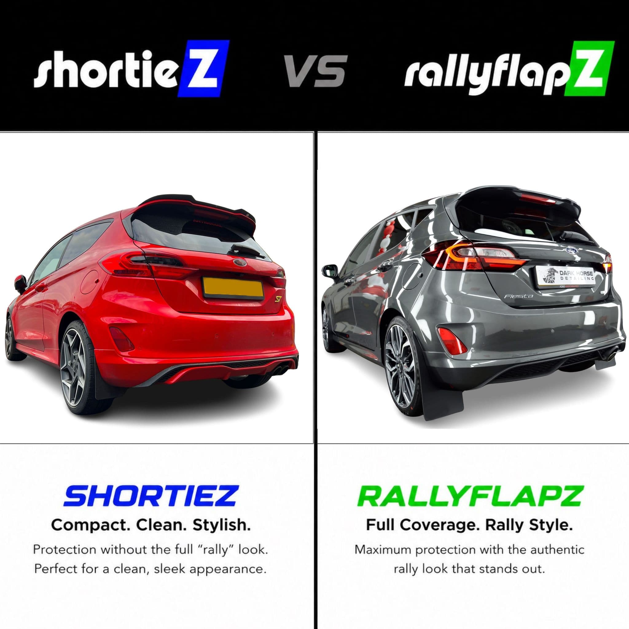 shortieZ vs rallyflapZ – Which Mud Flap Style Is Right for Your Vehicle?