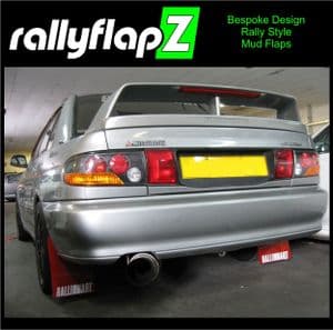 LANCER EVO 1,2,3 (1992-1996)-  RED MUDFLAPS (Logo White)