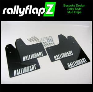 LANCER EVO 5 & 6 (1998-2001)-  BLACK MUDFLAPS (Logo White)