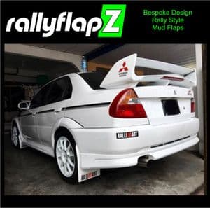 LANCER EVO 5 & 6 (1998-2001)-  WHITE MUDFLAPS (Logo Black, Red & Orange)